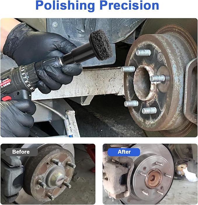 Linkstyle Wheel Hub Cleaning Kit, Aluminum Alloy Hub Cleaning Tool with 7 Abrasive Pads and 2 1/2" Adapters, Drill Attachment Compatible with Power Drill & 1/2" Impact Driven Wrench