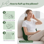 Lumbar Support Pillow for Recliner, Back Support Pillow for Office Chair, Back Cushion with Shredded Foam for Back Pain Relief & Reading, Lumbar Cushions for Couch, Sofa Seat, Car, Green