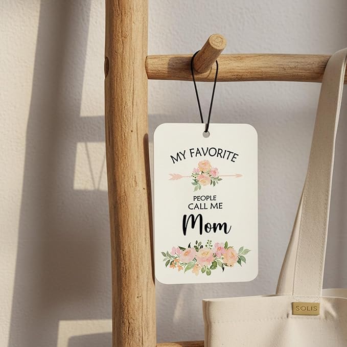Mom Mother Gifts Car Air Freshener Hanging 3 Pack, My Favorite People Call Me Mom Car Accessories Gifts for Grandma Christmas Women,Rustic Floral Scent Card Lavender for Closet Bathroom Decor