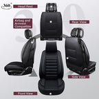 OASIS AUTO Car Seat Covers Front Seats Premium Waterproof Faux Leather Cushion Universal Accessories Fit SUV Truck Sedan Automotive Vehicle Auto Interior Protector (OS-001 Black)