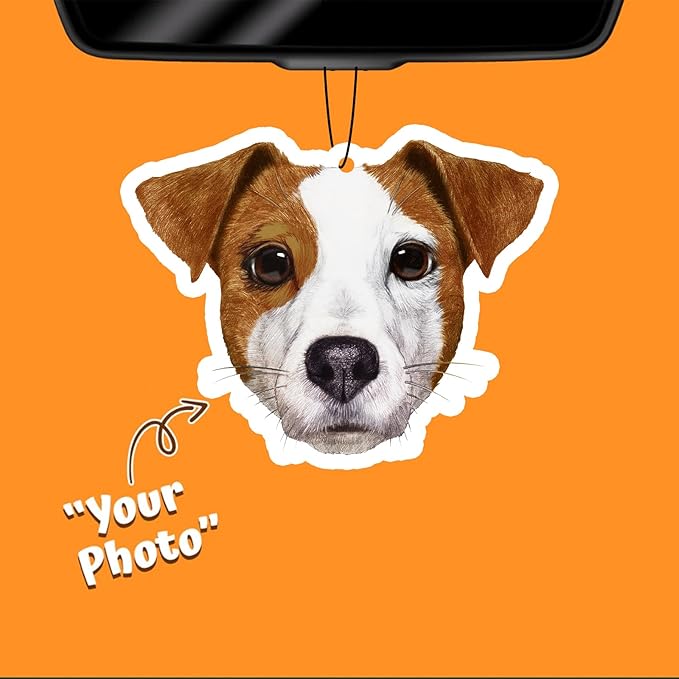 Custom Car Air Freshener with Picture Photo Logo Personalized Double Sided Print Photo/Logo With Scents Freshener Cute Air Freshener with Picture Dog Portrait Anniversary (Crop)