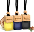 Car Air Freshener Hanging, 3 Pcs Teakwood Mahogany, Sandalwood & Oud, Cedarwood & Cypress, Wooden Scent Air Fresheners Diffuser for Car, 45+ days Long Lasting Fragrance, 0.27 FL OZ/8ML