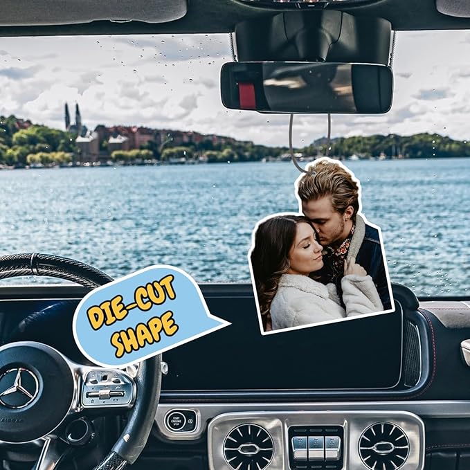 2 Pictures 1 Set Custom Air Freshener with Picture for Car - Double Sided Print Photo/Logo With Scents Freshener, Car, Bedroom, Bathroom Hanging Ornaments