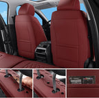 Car Seat Covers Front Seats Burgundy, Luxury Faux Leather Women Waterproof Non-Slip Seat Protector Universal Fit for Most Cars SUVs Trucks Pick-ups Car Accessories Interio(Wine Red-Front Seats)