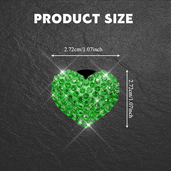 4PCS Bling Heart Air Vent Clips, Car Air Freshener for Women, Air Fresheners Diffuser Clip Charm, Car Air Conditioning Outlet Clip Decorative Accessory for Women Girls (Green, Style1)