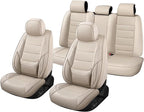 Car Seat Covers Full Set Custom Fit for Ford Edge 2007-2025 2026 - Luxury Faux Leather with Lumbar Support, Waterproof, Breathable, Anti-Slip, Easy to Install (Beige,Full Set)