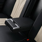 FLORICH Rear Automotive Seat Covers Leather Car Seat Covers Waterproof Back Seat Cover Universal Seat Cushion Protector for Most Cars Trucks SUV-Black&Beige
