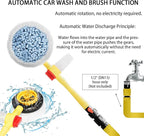 Car Wash Brush with Long Handle,Auto Rotating Car Wash Brush Cleaning Kit 360° Spin Car Mop with Pressure Washer Gun and Hose Nozzle for Cars RV Truck Yards Gardens etc