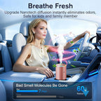 Car Air Freshener, Smart Car Air Fresheners Diffuser with 100ml Fragrance, Long Lasting Lasts 6 Months, RGB Music Syncing Light, Auto On/Off, 5 Adjustable Car Aroma Diffuser for Women, Cream
