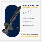 5/16 x 3 (50 Pack) Lag Screw Kit, 50 Screws and 50 Washers, Ceramic Black Ruspert Coating for Exterior Use, Meets ASTM A307 and ASME B18.2.1, Industrial/Commerical Grade by Makers Bolt