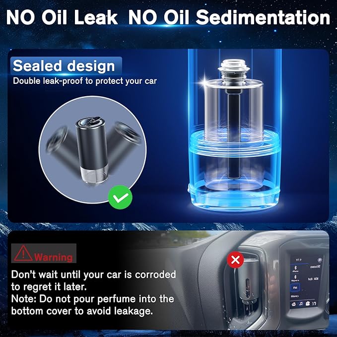 Smart Car Air Freshener Diffuser with Starry Sky Projection, 50ml Perfume Car Diffuser, 6 Months Long-Lasting Fragrance, RGB Music-Sync Lights, Intelligent Auto On/Off, 3 Modes, Ocean