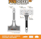 FurDozer Pet Hair Remover & Auto Detailing Tools - Cat & Dog Hair Remover for Carpets, Car Interiors, Couches, Bedding, & Pet Furniture (Gray, (2 Pack) - X6)