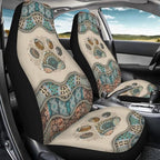 BIGCARJOB Boho Car Seat Covers Set for Front Only Boho Dog Paw Print Car Interior Accessories Cute Seat Protector for Cars Saddle Blanket,Fit Most Vehicle,Cars,Sedan