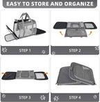Cat Carrier for Large Cats up to 20 Lbs,Soft-Sided Pet Carrier for Large and Medium Cats, Small Dogs,Puppies,Collapsible Dog Carrier Travel Bag with 2 Storage Bags,4 Mesh Windows (Grey, Medium)