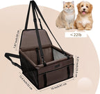 PetsHome Dog Car Seat Foldable Dog Car Booster Seat Waterproof Breathable Oxford Travel Bag for Small to Medium Dogs, Puppies, and Pets-Pure Coffee