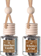 CANDECraftCo Car Air Hanging Fragrance Oil, Car Auto Freshener for Essential Oils, Scents Fragrance Aromatherapy Automobile Diffuser, Long Lasting (Bourbon Vanilla + Whiskey Oak)