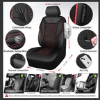 CAR PASS 3D Foam Mesh Leather Car Seat Covers Full Set,Breathable Mesh Faux Leather Seat Covers for Car,Universal Fit for SUV Truck Sedan Automotive, Armrest Airbag Compatible,Black and Red