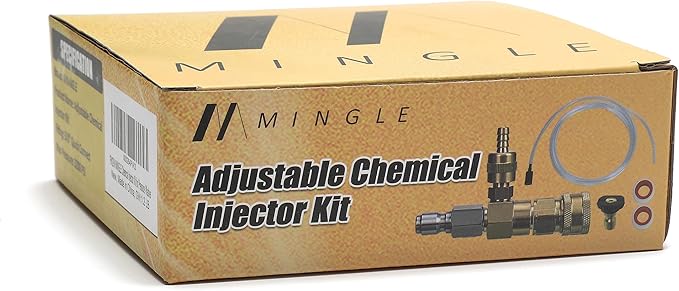 M MINGLE Adjustable Chemical Injector Kit for Pressure Washer, Soap Injector, 3/8 Inch Quick Connector