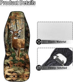 ELEQIN Car Seat Covers, Camo Hunting Deer Seat Cover Front Car Seat Cushion, Front Auto Protector Universal Fit Most Cars, Automotive Interior Accessory