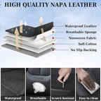 Coverado Seat Covers, Car Front Seat Covers with Backrest, Nappa Leather Car Seat Protectors,Waterproof &Breathable,Anti-Slip Automotive Seat Cushion, Universal Fit for Most Vehicles,2Pcs Black