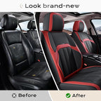 Coverado Car Seat Cover, Cover for Cars Front Seat, Premium Leather, Universal Fit Waterproof Seat Protectors, Car Seat Cushion Non-Slip for Most Cars-Black Red