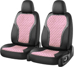 Coverado Seat Covers Front Seats, 2-Pack Luxury Diamond Leather Car Seat Cover, Sports Carbon Fiber Design Waterproof Car Seat Protector, Black Pink Automotive Seat Covers Universal Fit Most Cars