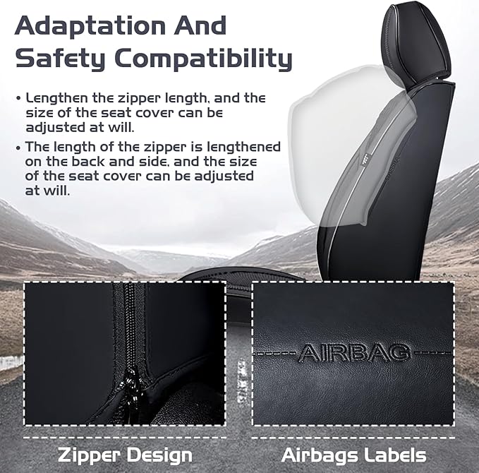 Truck Seat Covers for Toyota Tundra 2008-2026, Waterproof Premium Leather Full Coverage Car Seat Cover, Muscle Sport Style Auto Interior Seat Cover Sets (Full Set/Black)