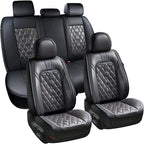 Coverado Car Seat Covers Full Set, 5 Seats Covers for Cars, Car Seat Covers Front Seats Back Seat Covers, Car Seat Protector Luxury Leathaire Waterproof Seat Cushions Universal Fit Most Cars Black