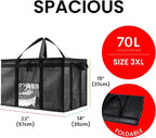 NZ home Insulated Bags for Food Delivery (3XL) Grocery Shopping Cooler Bag, Pizza Delivery, Hot & Cold Catering Tote, Reusable, Foldable & Heavy Duty (Black)