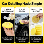 PSLER Foam Applicator Pads - Foam Car Wax Applicator Pad Detailing Round 4 inch Polishing Sponges for Car Wax Applicator Pad 12 Pack-Yellow