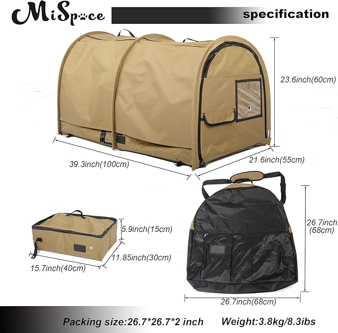 porayhut Mispace Portable Twin Compartment Show House Cat Cage/Condo - Easy to Fold & Carry Kennel - Comfy Puppy Home & Dog Travel Crate with Portable Carry Bag/Hammocks/Mats and Litter Box