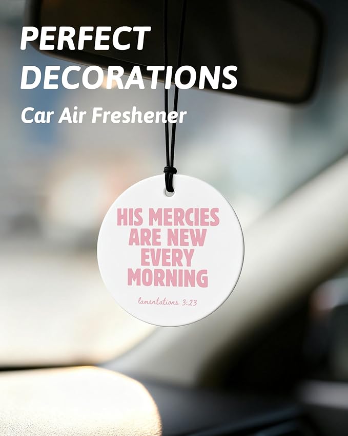 Pink Christian Car Air Freshener 4 Pcs, Inspirational Bible Verse Religious Hanging Air Freshener for Cars Closet Drawer Books, Christian Girly Car Accessories Mirror Decor for Women