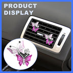 Car Shiny Dual Butterfly Air Outlet Clips, Crystal Air Fresheners Vent Clips, Car Diffuser Vent Clip Rhinestone Diamond Interior Decor, Car Decoration, Bling Car Accessories (2 Pcs Pink)