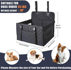 Dog Car Seat for Medium Small Dogs, Pet Car Seat with Adjustable Safety Belt & Storage Pockets, Breathable Waterproof Pet Car Seats Cover, Small Dog Seats for Dogs Under 30lbs (Medium, Black)