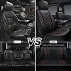 CAR PASS 3D Foam Faux Leather Car Seat Covers Full Set, Red Waterproof Leather Seat Cover for Cars,Luxury Universal Fit for SUV Truck Sedan Automotive,Armrest Airbag Compatible Anti-Slip,Black and Red