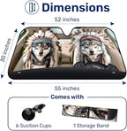 GENANY Wolf Couple Windshield Sun Shade for Car SUV Truck (55x30 Inches), Sun Shade Windshield, Shades for Front Windows, Protector Blocks UV, Spring Car Decor