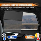 Car Front & Rear Side Window Sunshade, Magnetic Automotive Windshield Privacy Curtain with Half Shade, Mesh Sun Protection Cover Blocks Heat, Glare, UV Rays for Driver Passenger (4PCS)