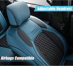 Coverado JK Seat Covers for Jeep Wrangler, Full Coverage Front Waterproof Leather for Cars Automotive Truck Custom Fit for 2013-2017 Jeep Wrangler 2-Door/4-Door (Blue)