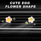 2PCS Flower Car Air Vent Clips, Cute Plumeria Automotive Air Fresheners Vents Clips Decoration, Girly Flower Auto Perfume Diffuser Decor Charm for Women (White+Pink)