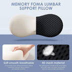 Lumbar Support Pillow, Memory Foam Lumbar Pillow for Lower Back Pain Relief, Back Support Pillow for Office Chair, Car Seat - Black