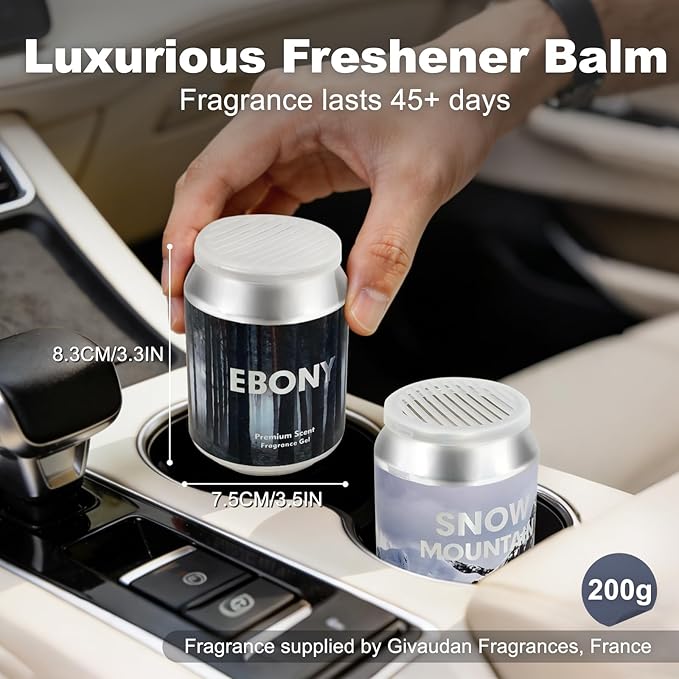 Air Freshener, Snow Mountain Scent Diffuser with Leak-proof Cap for Car & Home, Gel Car Diffuser for Bathroom, Closet, Basement, Garage and Small Spaces, 7.1 oz Each Lasts 45 Days, 2 Pack