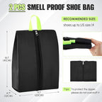 1 Pcs Smell Proof Cleat Bag for Sports, 4 Layer Odor Absorbing Soccer Football Baseball Golf Shoe Bag, Waterproof Mud Resistant Shoe Storage Pouch Fits up to Size 14 (Black)