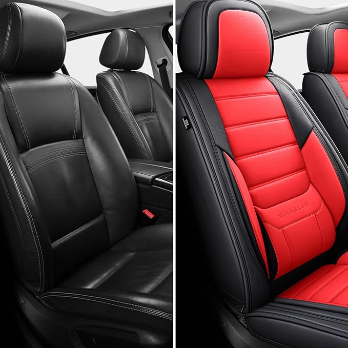 Front Car Seat Covers, Leather Car Seat Covers, Fit for Most Cars SUV and Most Sedan Red