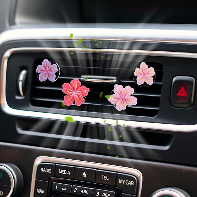 8 Pcs Flower Air Freshener Car Clips - Long Lasting Fragrance & Cute Flower Decor - Easy Car Vent Clips for Women