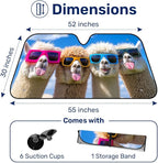 GENANY Funny Llama Windshield Sun Shade for Car SUV Truck (55x30 Inches), Sun Shade Windshield, Shades for Front Windows, Sunshade for Car Windshield, Protector Blocks UV, Chritsmas Car Decor