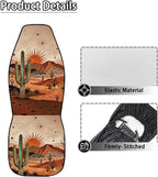 BIGCARJOB Desert Cactus Car Seat Cover Full Set Universal Car Interior Accessories Set Women Auto Interior Seat Protector Saddle Blanket