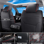 Huidasource Tacoma Seat Covers Front&Rear, Full Coverage Waterproof Car Seat Cover Fit for 2005-2015 Double & Crew Cab 2nd Gen Toyota Tacoma Base Prerunner SR5 Limited TRD Sport(Full Set/Black&Red)