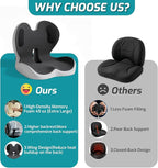 Ergonomic Seat Cushion,Office Chair Cushion with Lumbar Support Pillow,Car Orthopedic Seat Cushions,Designed for Sciatica,Tailbone,Back Pain Relief,for Office,Car,Truck,Home,Desk Chair