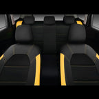 CAR PASS Leather Seat Covers, Breathable Universal Car Seat Cover Full Set for Cute Women Girly,5mm Composite Sponge Inside,Airbag Compatible Fits Most Auto,SUVs,Trucks,Vans(Full Set,Black&Yellow)