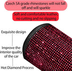 Bling Car Center Console Cover, Crystal Rhinestone Vehicle Armrest Cover Cushion with 2 Storage Bags for Women Girls, Diamond Auto Storage Box Protector Pad, Universal Fit (Red)